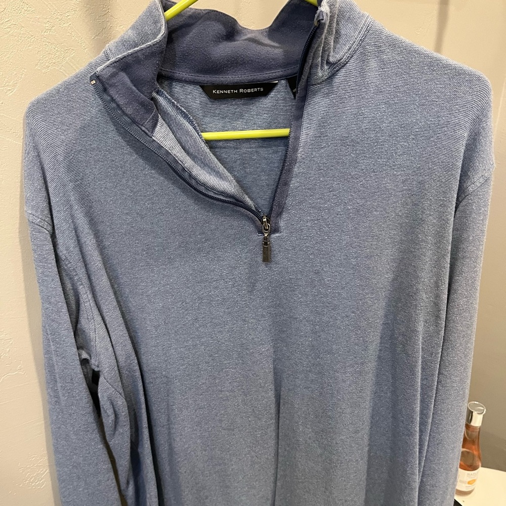Men’s quarter zip casual long sleeve, light blue